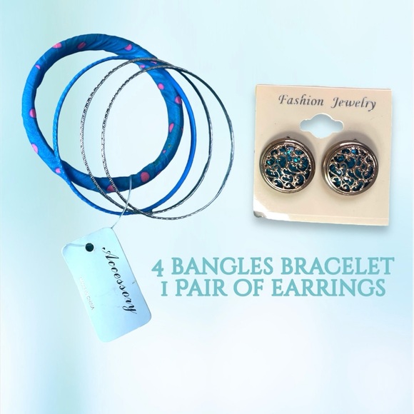 Jewelry Collection: 8 Earrings, 4 Bracelets Sets (16 bungles), and 3 Necklaces - Picture 6 of 9